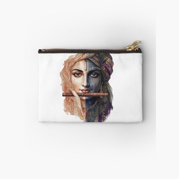 Item preview, Lord Krishna Abstract Portrait - Divine Flute & Peacock Feather Canvas Art designed and sold by Sticker Art Shop.