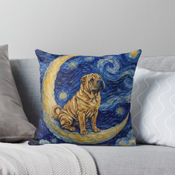 Item preview, Funny Shar Pei Starry Night Painting Cute Moon Stars Mom Dad Kids designed and sold by FurryHavenPH.