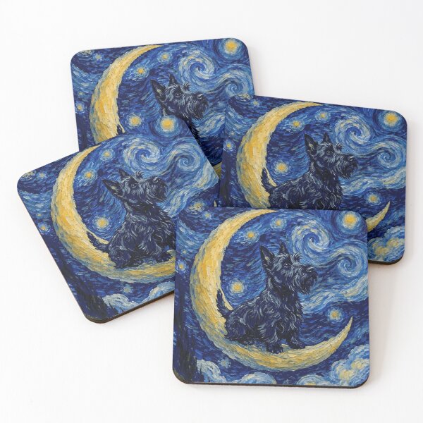 Item preview, Funny Scottish Terrier Starry Night Painting Cute Moon Stars Mom Dad Kids designed and sold by FurryHavenPH.
