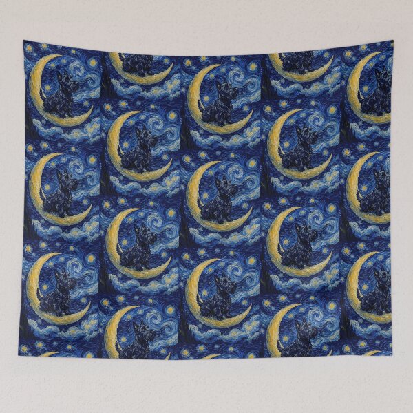 Item preview, Funny Scottish Terrier Starry Night Painting Cute Moon Stars Mom Dad Kids designed and sold by FurryHavenPH.