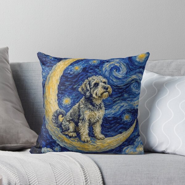 Item preview, Funny Schnoodle Starry Night Painting Cute Moon Stars Mom Dad Kids designed and sold by FurryHavenPH.