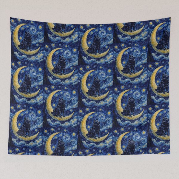 Item preview, Funny Schipperke Starry Night Painting Cute Moon Stars Mom Dad Kids designed and sold by FurryHavenPH.