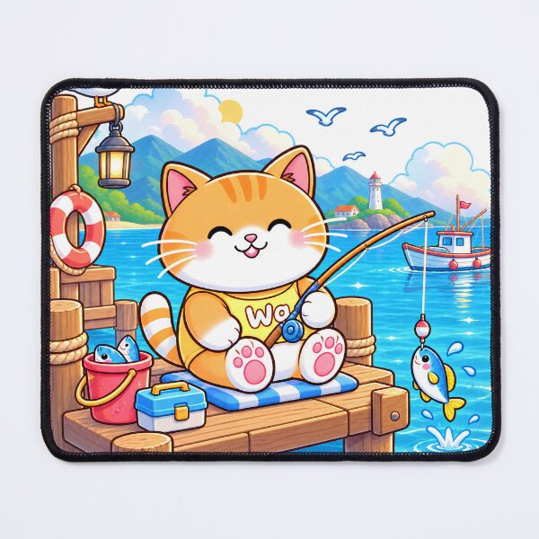 Item preview, Wa Cat Fishing by the Sea designed and sold by Wawa5656.