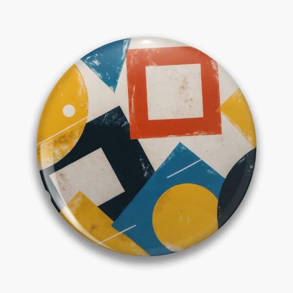 Item preview, Vibrant Retro Graphic Abstract Design Art Colorful Bauhaus Geometric Shapes Pattern Print in Primary Red Yellow and Cobalt Blue Tones designed and sold by SurfaceCraft Studio.
