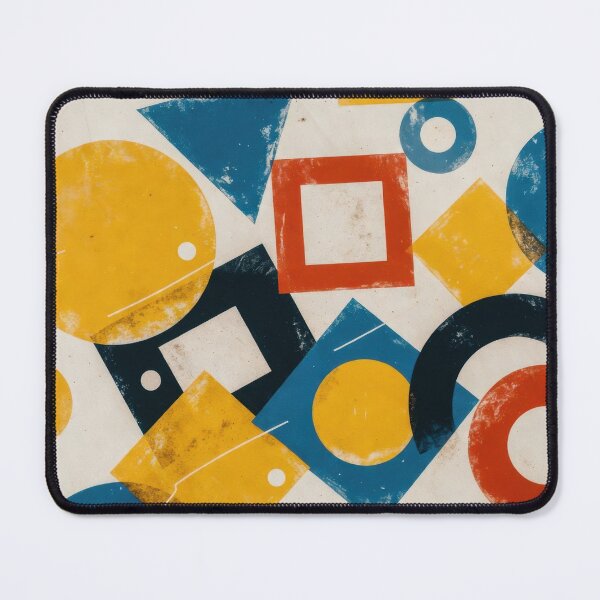 Item preview, Vibrant Retro Graphic Abstract Design Art Colorful Bauhaus Geometric Shapes Pattern Print in Primary Red Yellow and Cobalt Blue Tones designed and sold by SurfaceCraft Studio.