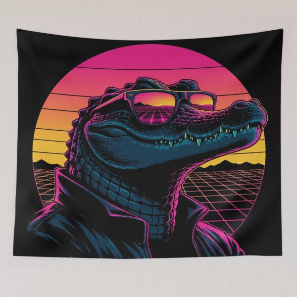 Item preview, Rad Aussie Salty – Retro Synthwave Crocodile designed and sold by JMAVILA ART.