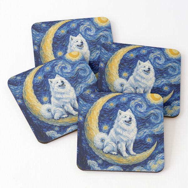 Item preview, Funny Samoyed Starry Night Painting Cute Moon Stars Mom Dad Kids designed and sold by FurryHavenPH.
