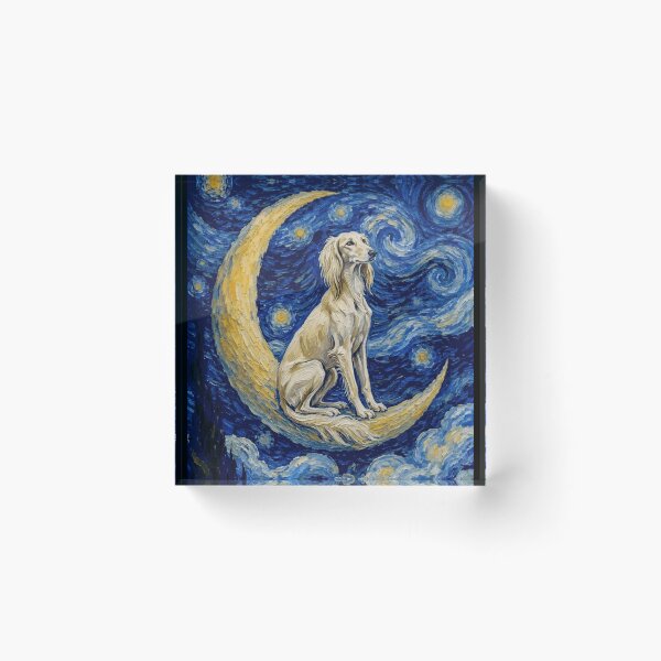 Item preview, Funny Saluki Starry Night Painting Cute Moon Stars Mom Dad Kids designed and sold by FurryHavenPH.