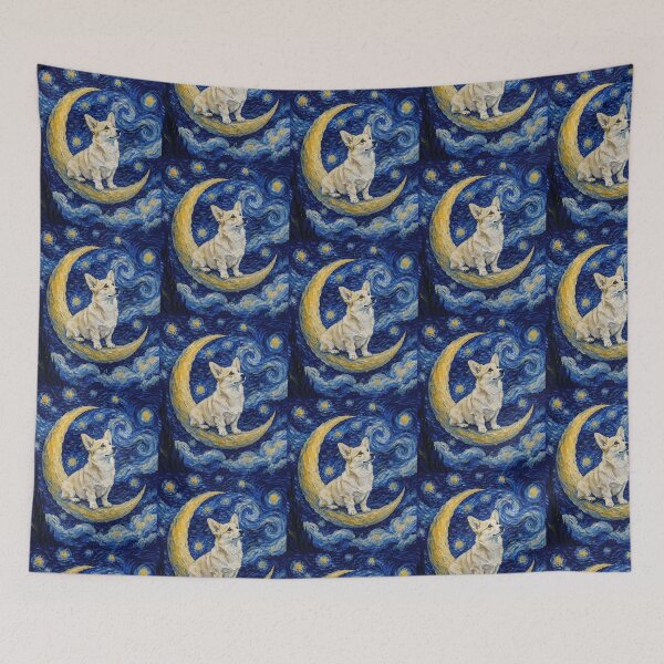 Item preview, Funny Sabtle White Corgi Starry Night Painting Cute Moon Stars Mom Dad Kids designed and sold by FurryHavenPH.