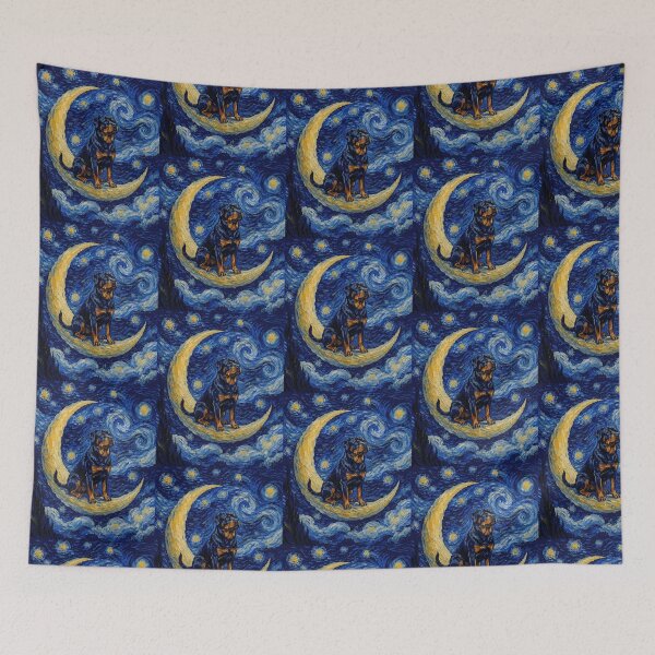 Item preview, Funny Rottweiler Starry Night Painting Cute Moon Stars Mom Dad Kids designed and sold by FurryHavenPH.