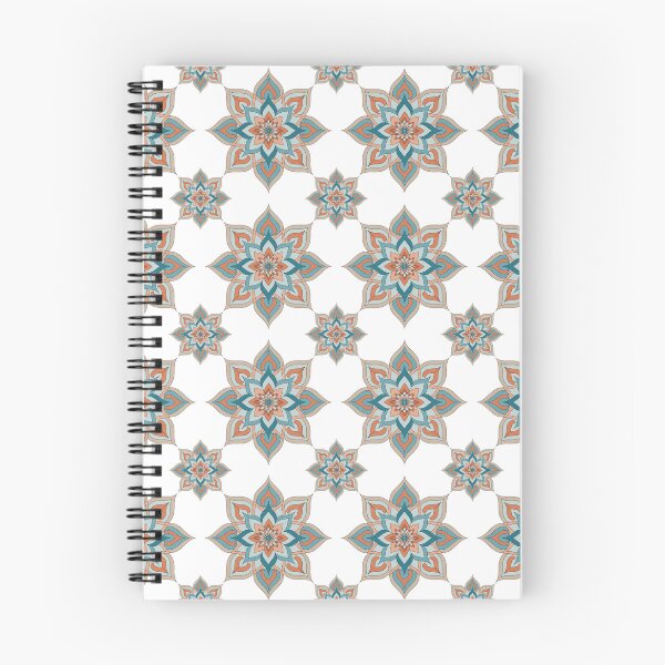 Item preview, Teal Peach Thai Geometric Floral Pattern on Black designed and sold by Mousy17.