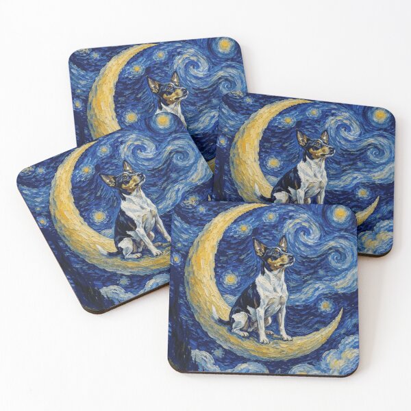Item preview, Funny Rat Terrier Starry Night Painting Cute Moon Stars Mom Dad Kids designed and sold by FurryHavenPH.