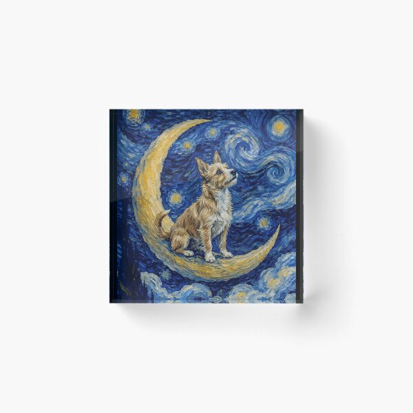 Item preview, Funny Portuguese Podengo Pequeno Starry Night Painting Cute Moon Stars Mom Dad Kids designed and sold by FurryHavenPH.