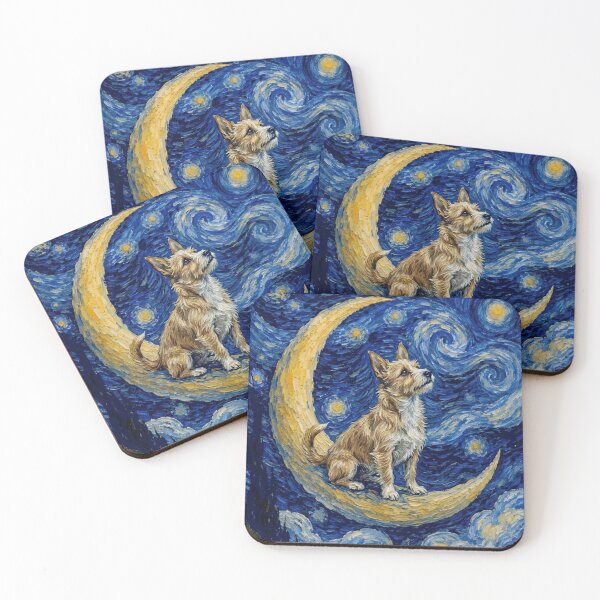 Item preview, Funny Portuguese Podengo Pequeno Starry Night Painting Cute Moon Stars Mom Dad Kids designed and sold by FurryHavenPH.