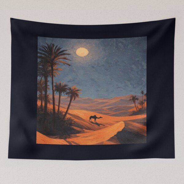 Item preview, Moonlit Desert With Lone Camel Artwork  designed and sold by NivyasArtistry.