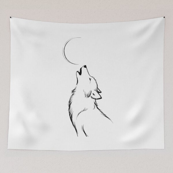 Item preview, Wolf and the Moon — Monochrome Minimalism designed and sold by ErgTime.