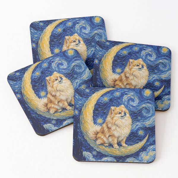 Item preview, Funny Pomeranian Starry Night Painting Cute Moon Stars Mom Dad Kids designed and sold by FurryHavenPH.