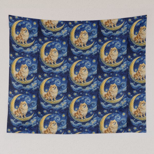 Item preview, Funny Pomeranian Starry Night Painting Cute Moon Stars Mom Dad Kids designed and sold by FurryHavenPH.