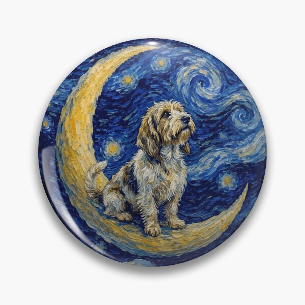 Item preview, Funny Petit Basset Griffon Vendeen Starry Night Painting Cute Moon Stars Mom Dad Kids designed and sold by FurryHavenPH.