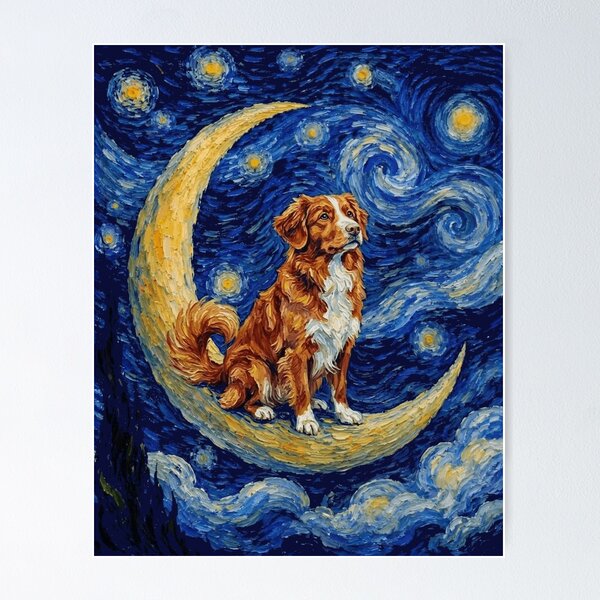 Item preview, Funny Nova Scotia Duck Tolling Retriever Toller Starry Night Painting Cute Moon Stars Mom Dad Kids designed and sold by FurryHavenPH.