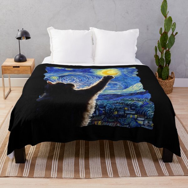 Item preview, Starry Night Black Cat Reaching for the Moon designed and sold by Shopeon Designs.