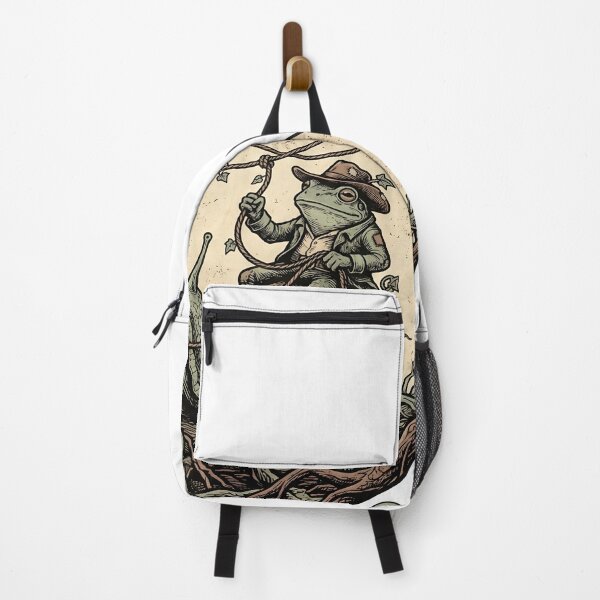 Item preview, Vintage Woodcut Frog Riding Snail Slow Living Illustration designed and sold by Aesthetic Amphi-Lab.