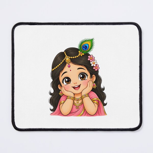 Item preview, Cute Little Krishna Inspired Girl with Peacock Feather designed and sold by EthanticProduct.
