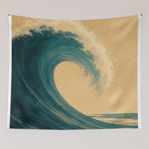 Item preview, Curl of the Sea Watercolour Coastal designed and sold by GoldenHourWalls.