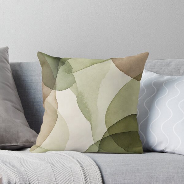 Item preview, Abstract Watercolor Organic Shapes Design Art Minimalist Earthy Sage Green and Terracotta Layered Translucent Stains Painting Print designed and sold by SurfaceCraft Studio.