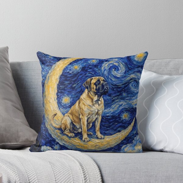 Item preview, Funny Mastiff Starry Night Painting Cute Moon Stars Mom Dad Kids designed and sold by FurryHavenPH.
