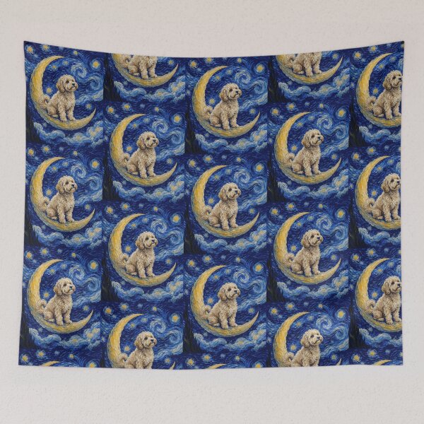 Item preview, Funny Maltipoo Starry Night Painting Cute Moon Stars Mom Dad Kids designed and sold by FurryHavenPH.