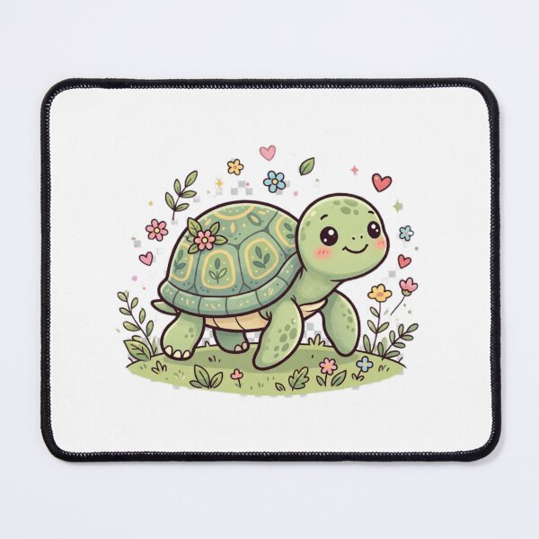 Item preview, Cute Kawaii Baby Turtle in Floral Spring Meadow designed and sold by Tinydoodlenest .