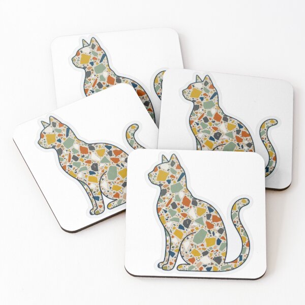 Item preview, Modern Terrazzo Cat Abstract Silhouette Sticker designed and sold by pickzone.
