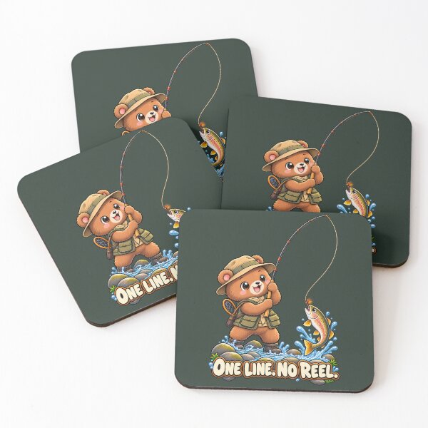 Item preview, Cute Tenkara Fishing Bear & Trout – One Line No Reel designed and sold by PXEpic.