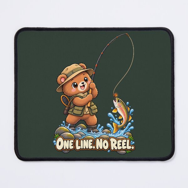 Item preview, Cute Tenkara Fishing Bear & Trout – One Line No Reel designed and sold by PXEpic.