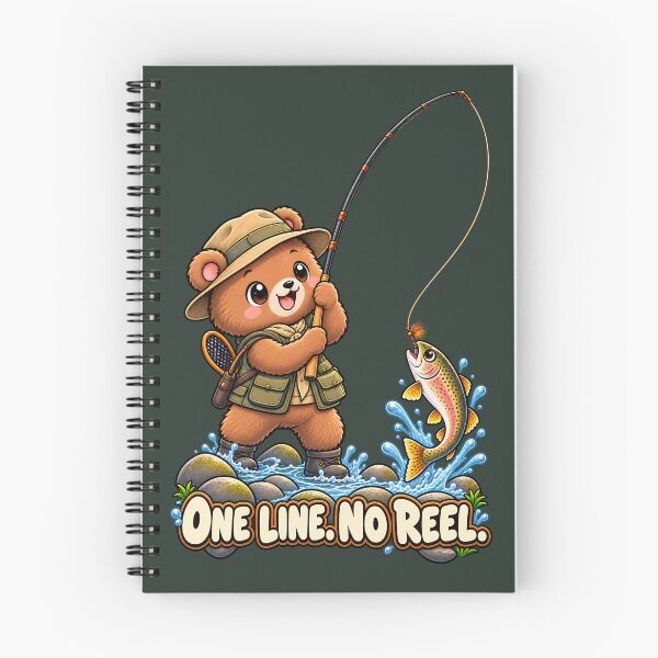 Item preview, Cute Tenkara Fishing Bear & Trout – One Line No Reel designed and sold by PXEpic.