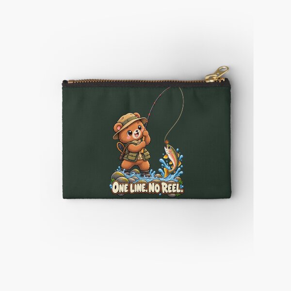 Item preview, Cute Tenkara Fishing Bear & Trout – One Line No Reel designed and sold by PXEpic.