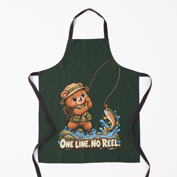 Item preview, Cute Tenkara Fishing Bear & Trout – One Line No Reel designed and sold by PXEpic.