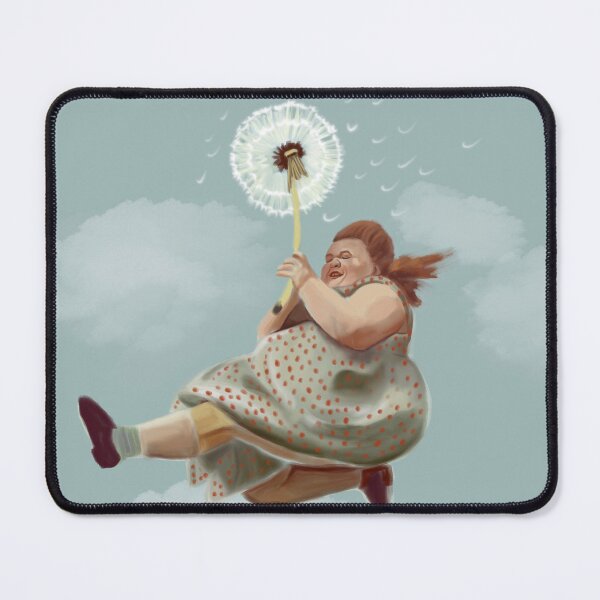 Item preview, Floating Dreams - Girl Flying with Dandelion Art Print designed and sold by jassoart.