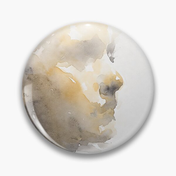 Item preview, Abstract Watercolor Face Profile Art Minimalist Woman Portrait Painting Print in Muted Ochre Gold and Charcoal Gray Tones designed and sold by SurfaceCraft Studio.