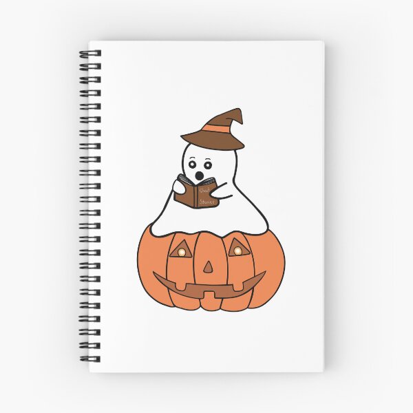 Item preview, Cute Halloween Ghost On Pumpkin Reading Book designed and sold by Sartoris Art.