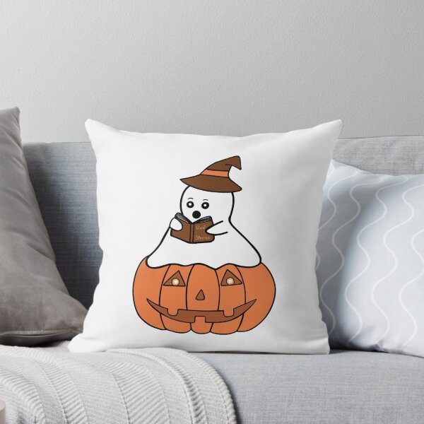Item preview, Cute Halloween Ghost On Pumpkin Reading Book designed and sold by Sartoris Art.