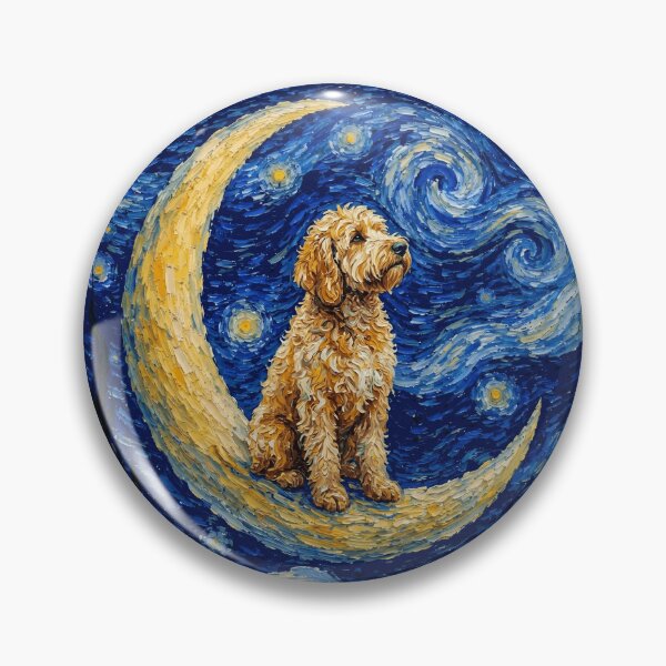 Item preview, Funny Labradoodle Starry Night Painting Cute Moon Stars Mom Dad Kids designed and sold by FurryHavenPH.