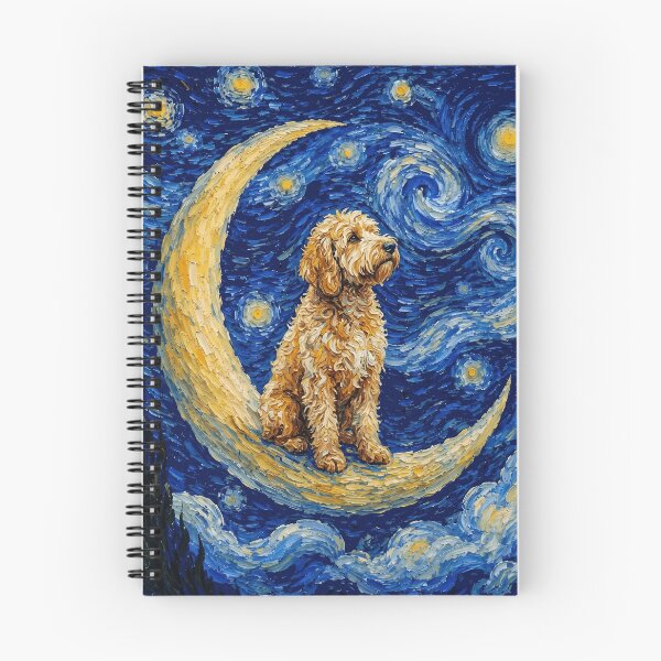 Item preview, Funny Labradoodle Starry Night Painting Cute Moon Stars Mom Dad Kids designed and sold by FurryHavenPH.