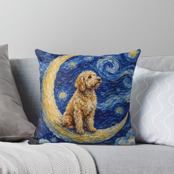 Item preview, Funny Labradoodle Starry Night Painting Cute Moon Stars Mom Dad Kids designed and sold by FurryHavenPH.