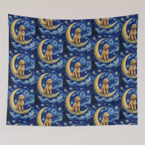 Item preview, Funny Labradoodle Starry Night Painting Cute Moon Stars Mom Dad Kids designed and sold by FurryHavenPH.