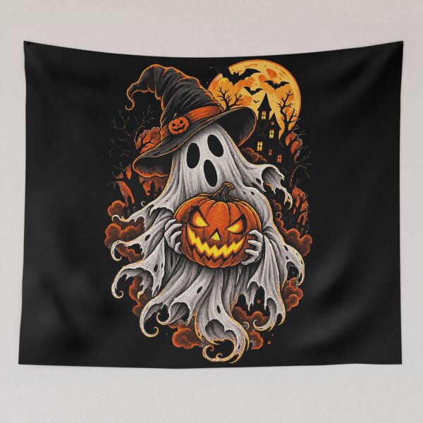 Item preview, Scary Ghost Witch Holding Jack O Lantern Halloween designed and sold by Sunday.Supply.