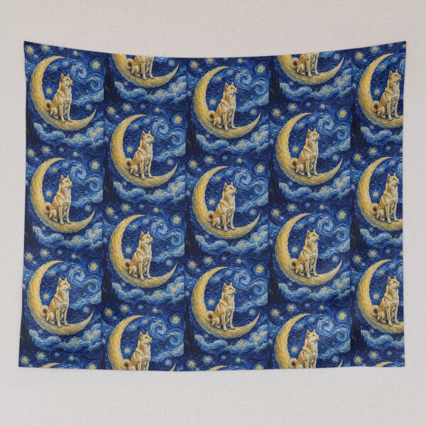 Item preview, Funny Korean Jindo Starry Night Painting Cute Moon Stars Mom Dad Kids designed and sold by FurryHavenPH.