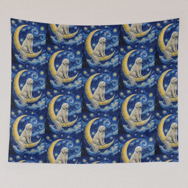 Item preview, Funny Komondor Starry Night Painting Cute Moon Stars Mom Dad Kids designed and sold by FurryHavenPH.