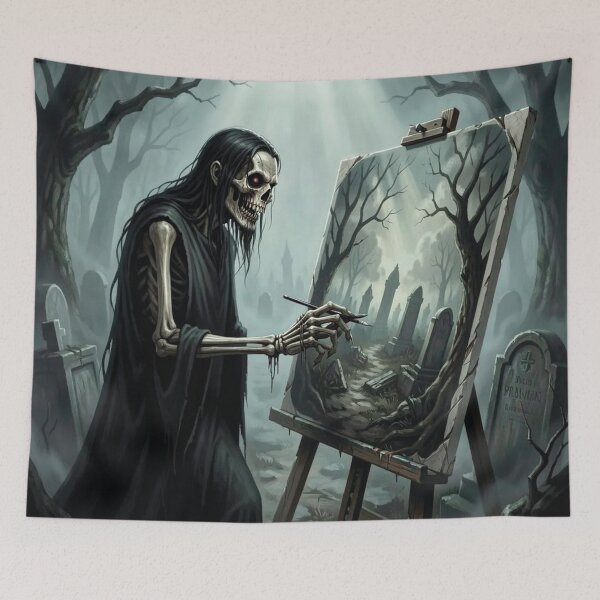Item preview, The Grim Reaper is painting a picture in the cemetery. Night of the Living Dead. designed and sold by MagelliShop.